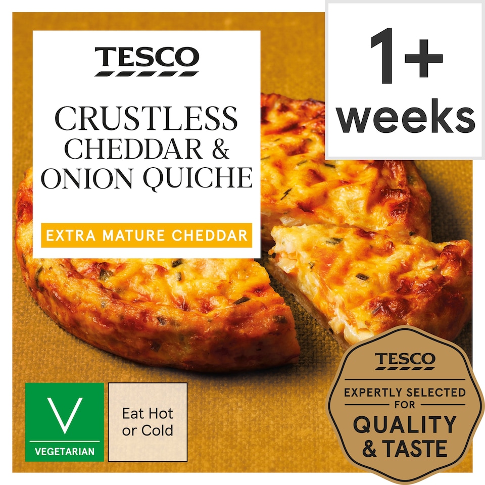 Tesco Crustless Cheddar & Onion Quiche 340G Tesco Groceries
