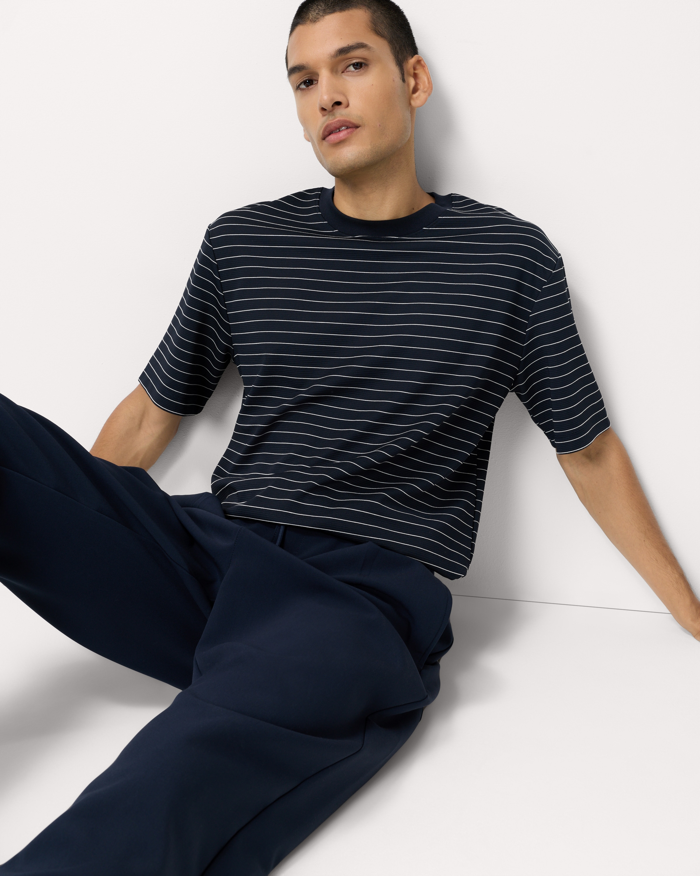F&F Striped Quick Dry T-shirt in Navy