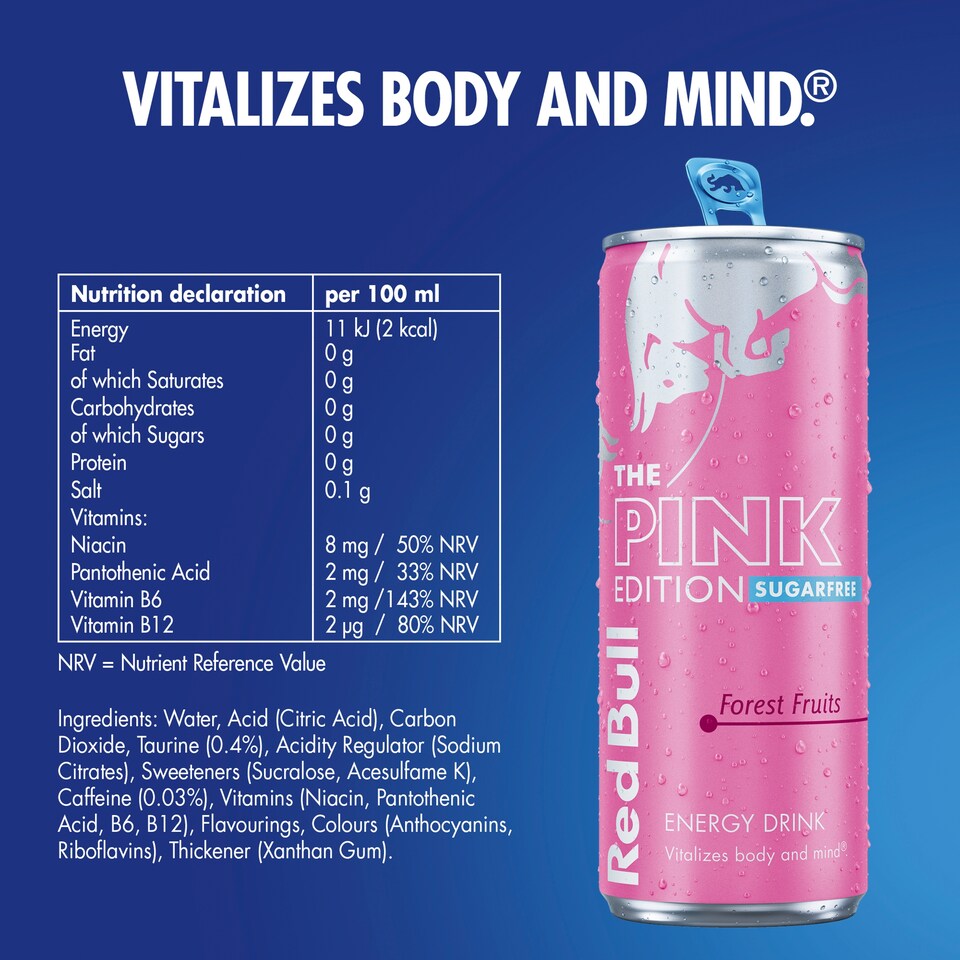 image 1 of Red Bull Sugar Free The Pink Edition Energy Drink - Forest Fruits 355ml