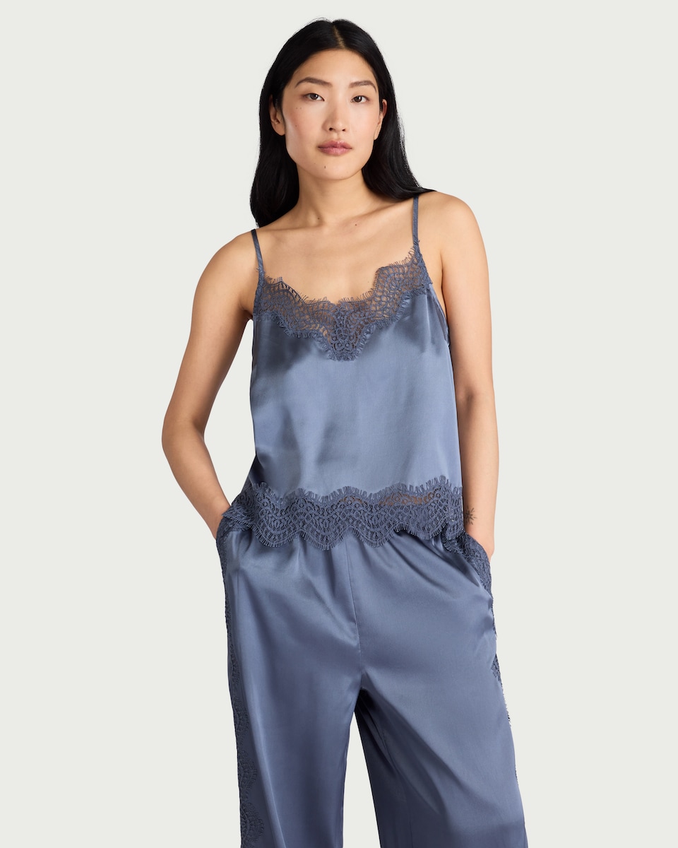 image 1 of F&F Satin Pyjama Set in Blue