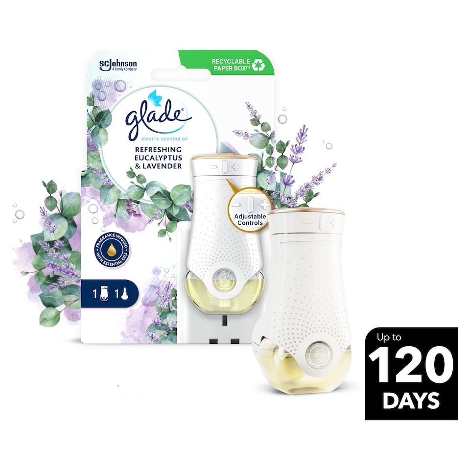 image 1 of Glade Electric Scented Oil Holder Refreshing Eucalyptus & Lavender 20ml