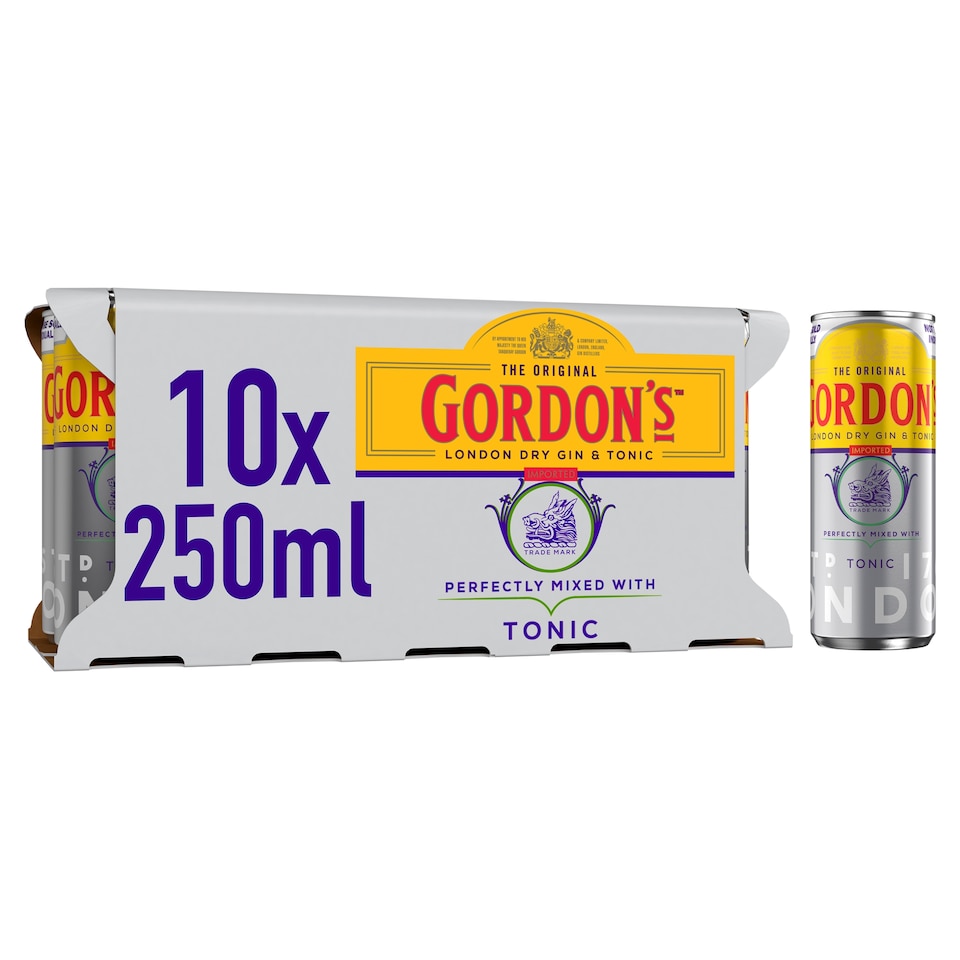 Gordons London Dry Gin And Tonic 10X250ml Cans