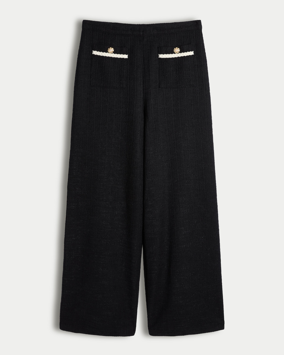 F&F Boucle Textured Wide Leg Button Co-ord Trousers in Black