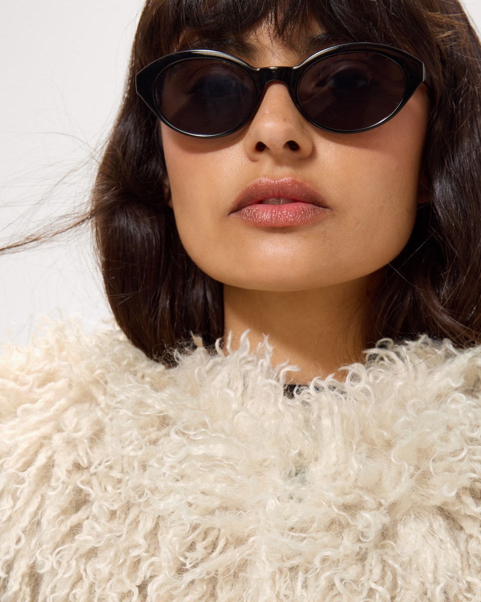 image 1 of F&F Crinkle Faux Fur Gilet in Neutral