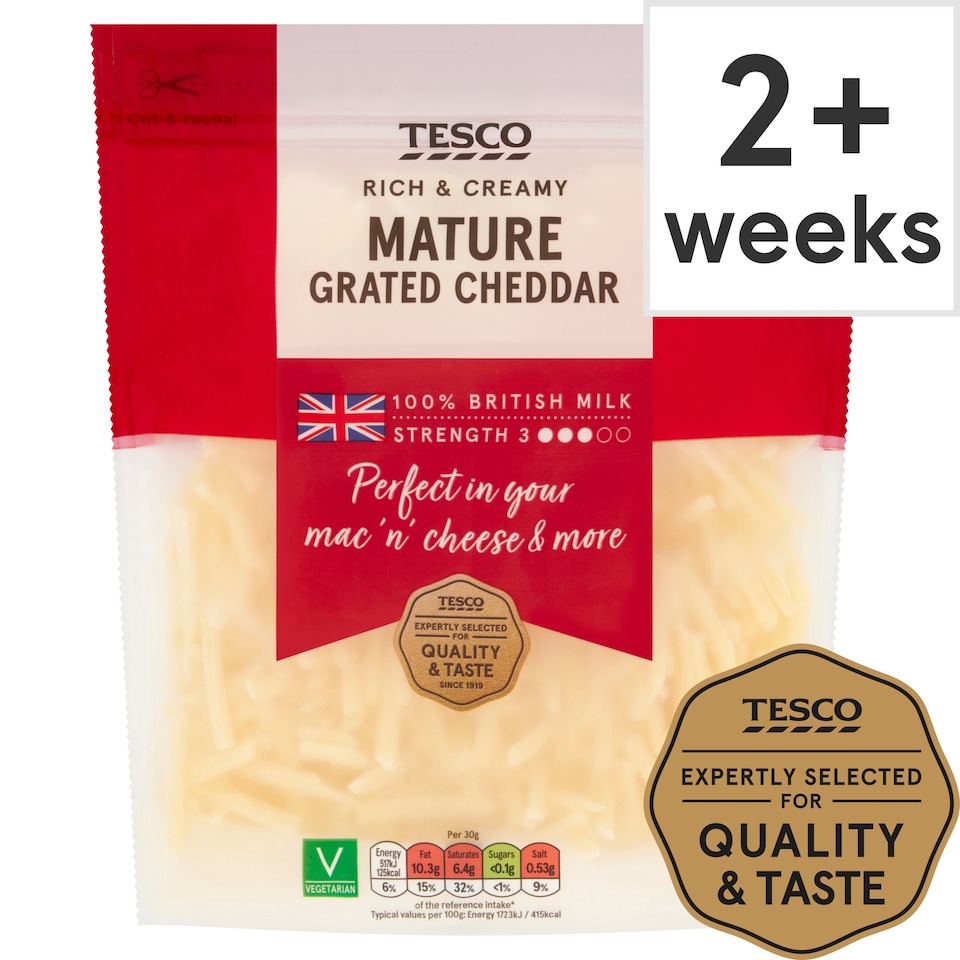 Tesco British Mature Grated Cheddar Cheese 250 G