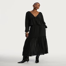 F&F Tiered Midi Skirt in Black