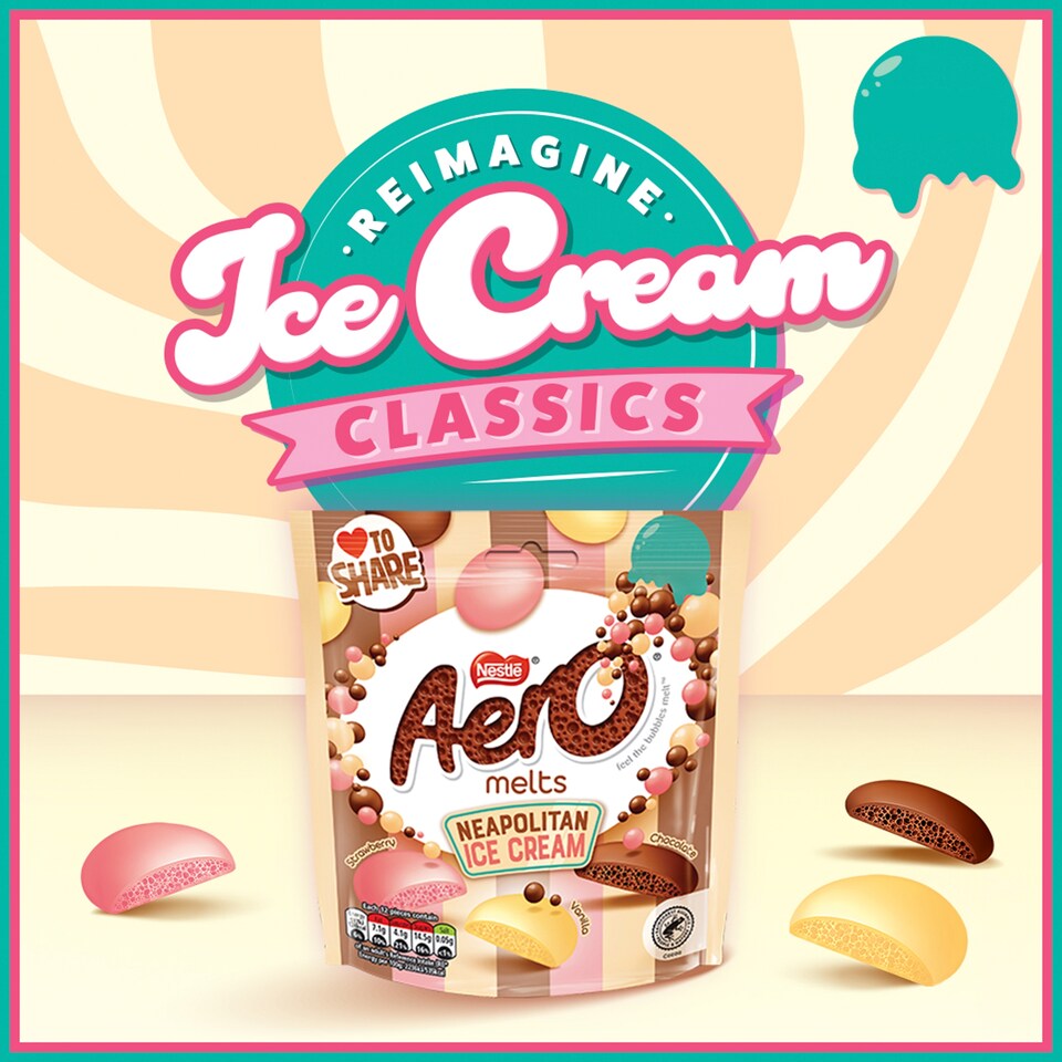 image 1 of Aero Melts Neapolitan Ice Cream Flavour Milk Chocolate Pieces 86g