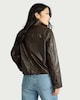 image 3 of F&F Faux Leather Bubble Hem Jacket in Brown