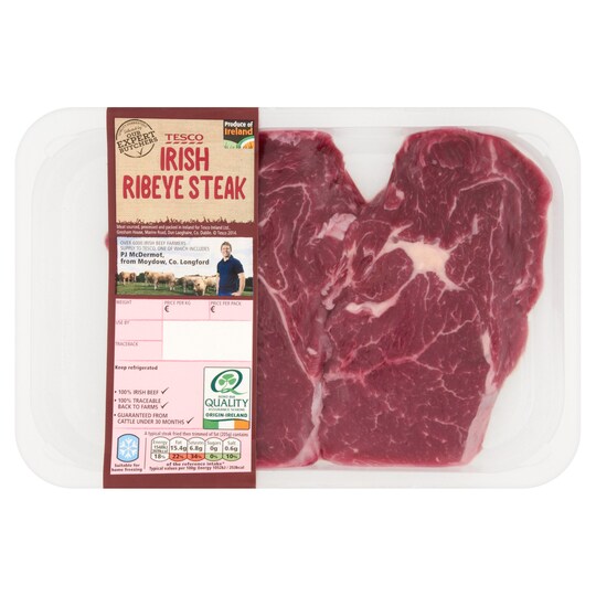 Tesco Irish Ribeye Steak 360G Tesco Groceries