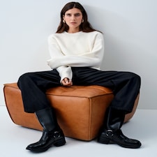 The F&F Edit Barrel Leg Jeans in Black