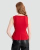 image 3 of F&F Pleated Sleeveless Peplum Top in Red