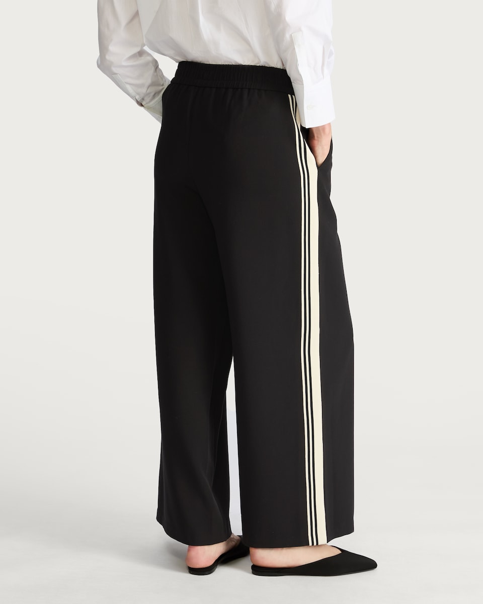 image 1 of The F&F Edit Side Stripe Wide Leg Trousers in Black