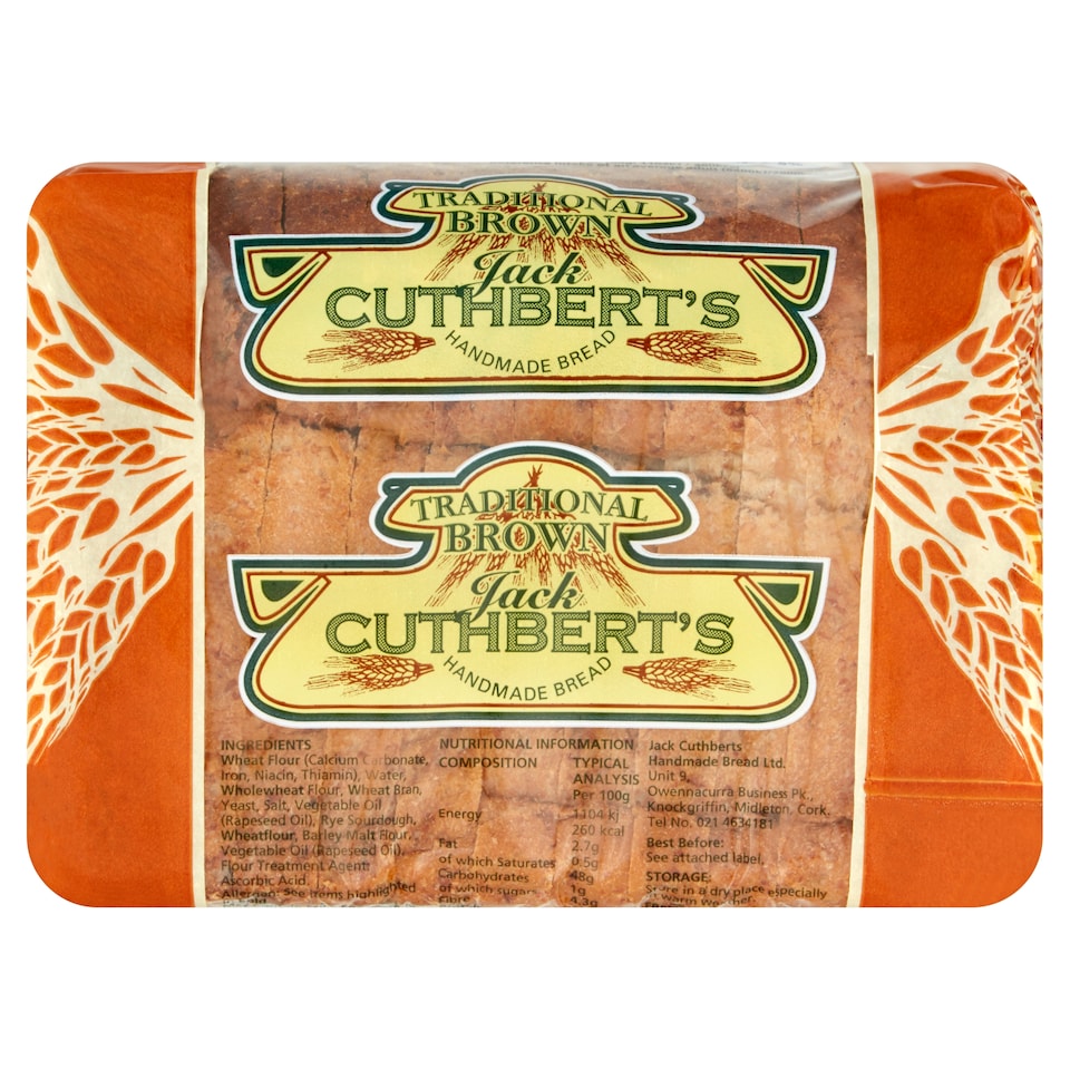 Jack Cuthberts Small Brown Slice Pan 400G