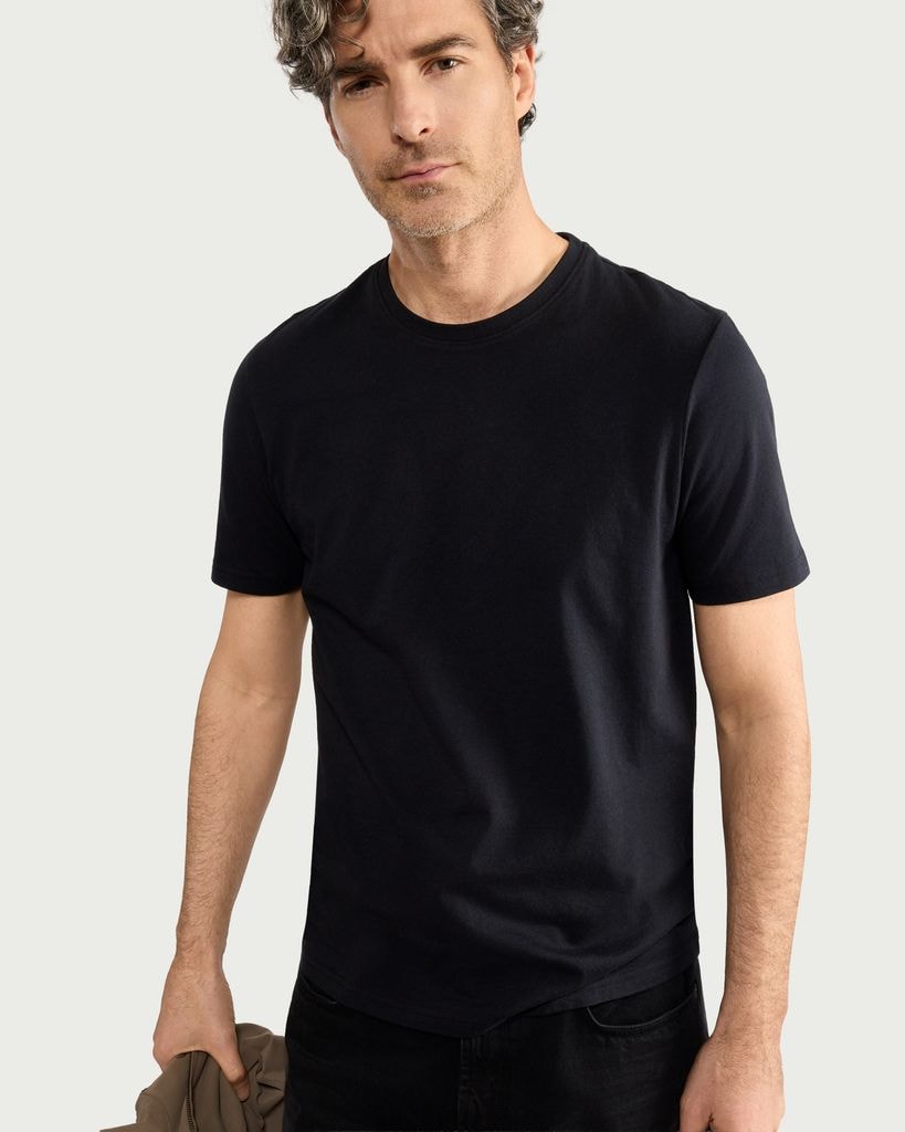 F&F Pure Cotton Short Sleeved Slim Fit T-Shirt in Black