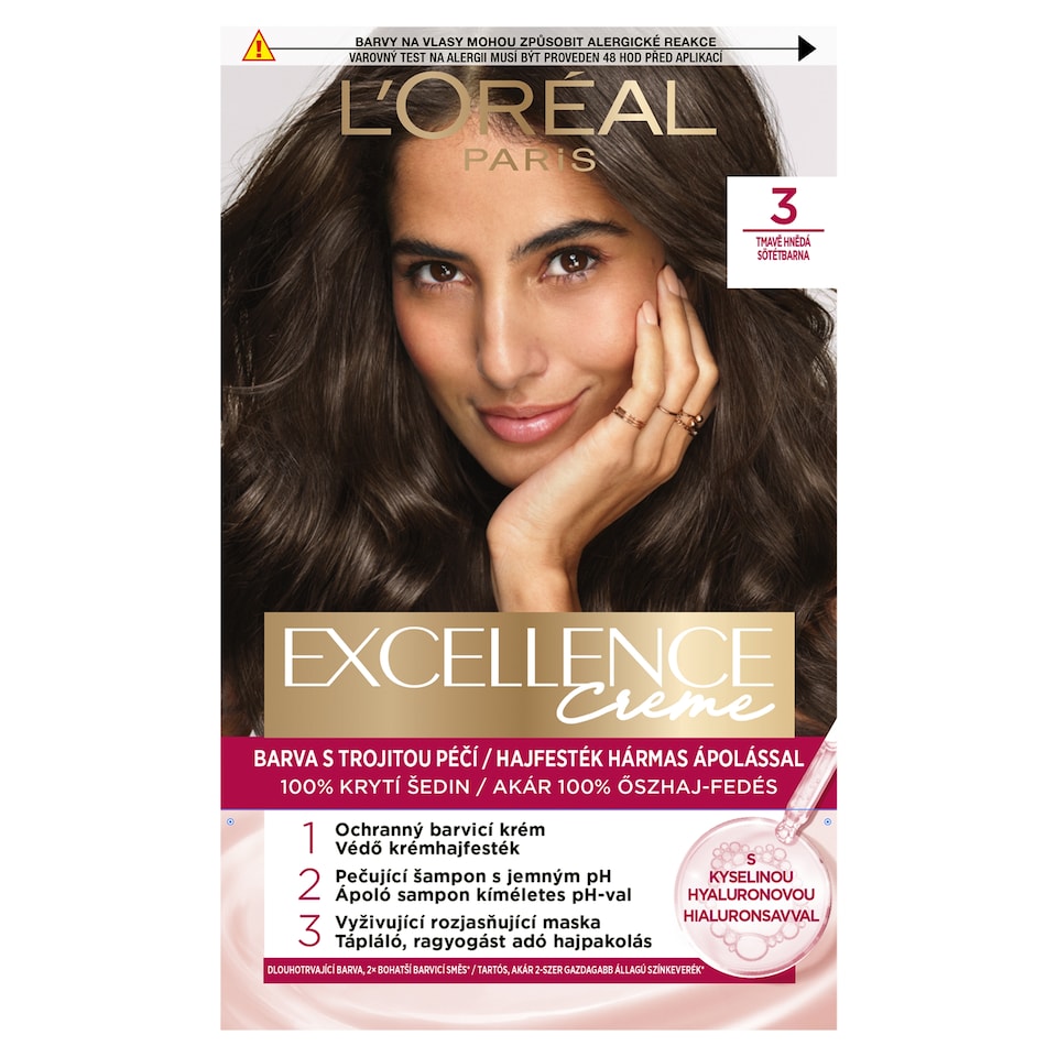 L'Oréal Paris Excellence Creme farba na vlasy 3 tmavá hnedá