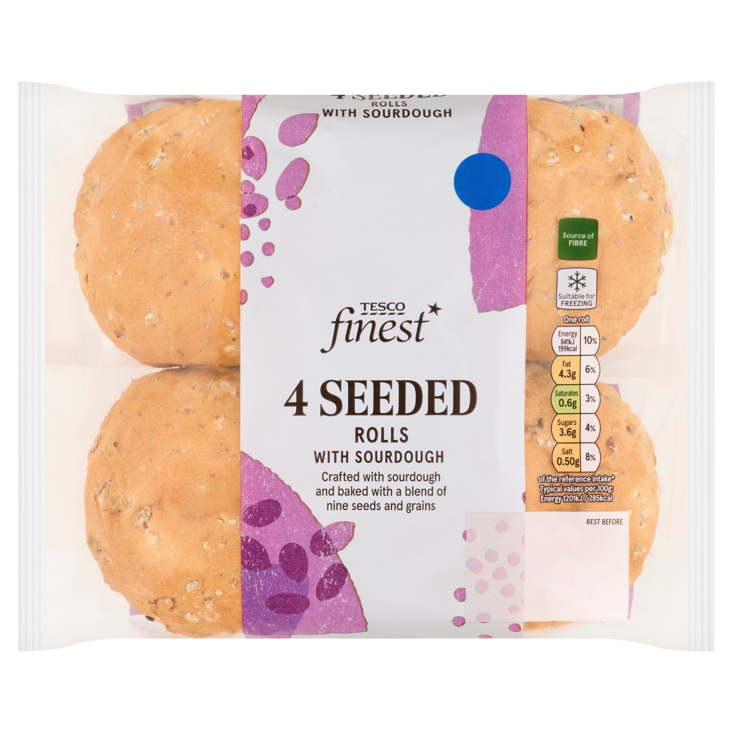 Tesco Finest 4 Seeded Rolls with Sourdough