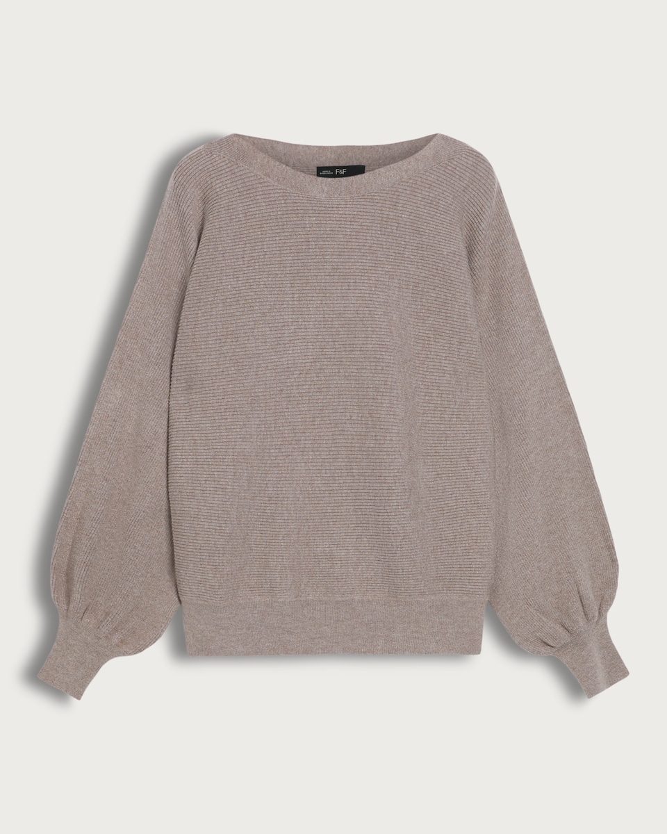 F&F Ribbed Crew Neck Batwing Sleeved Jumper in Mink