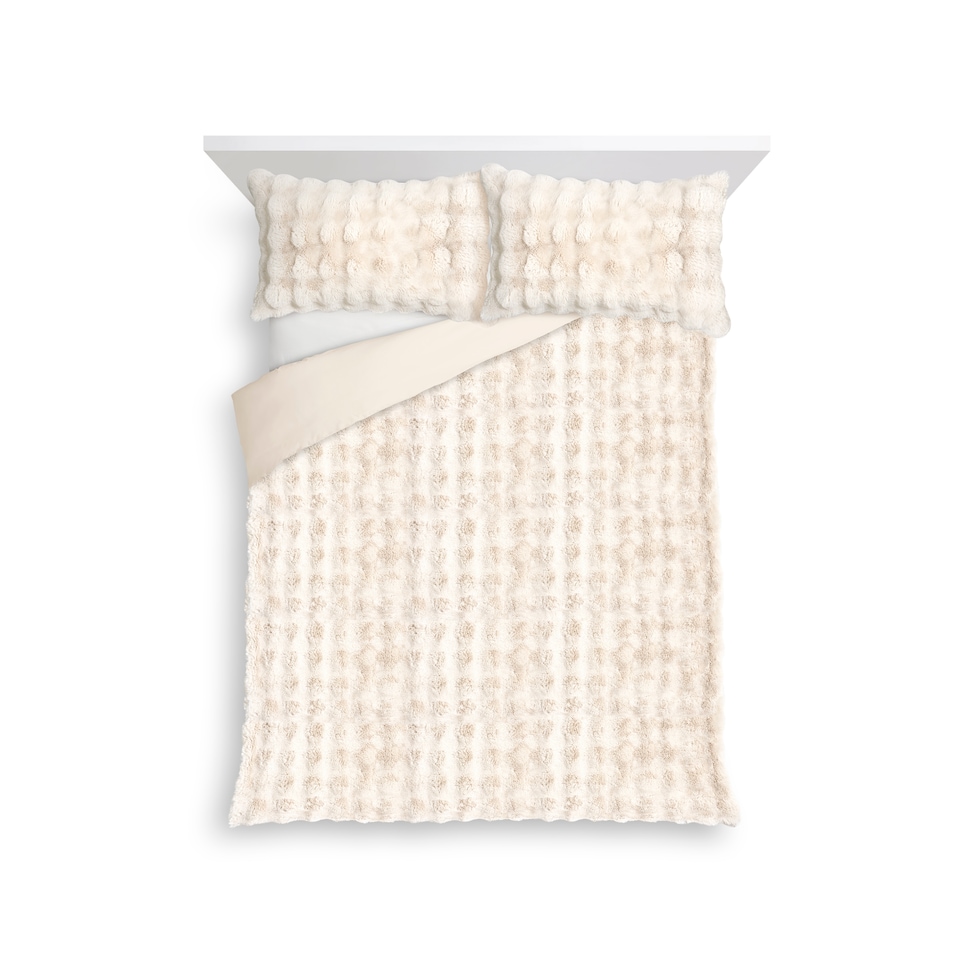 F&F Home Natural Bubble Faux Fur Duvet Cover Set King