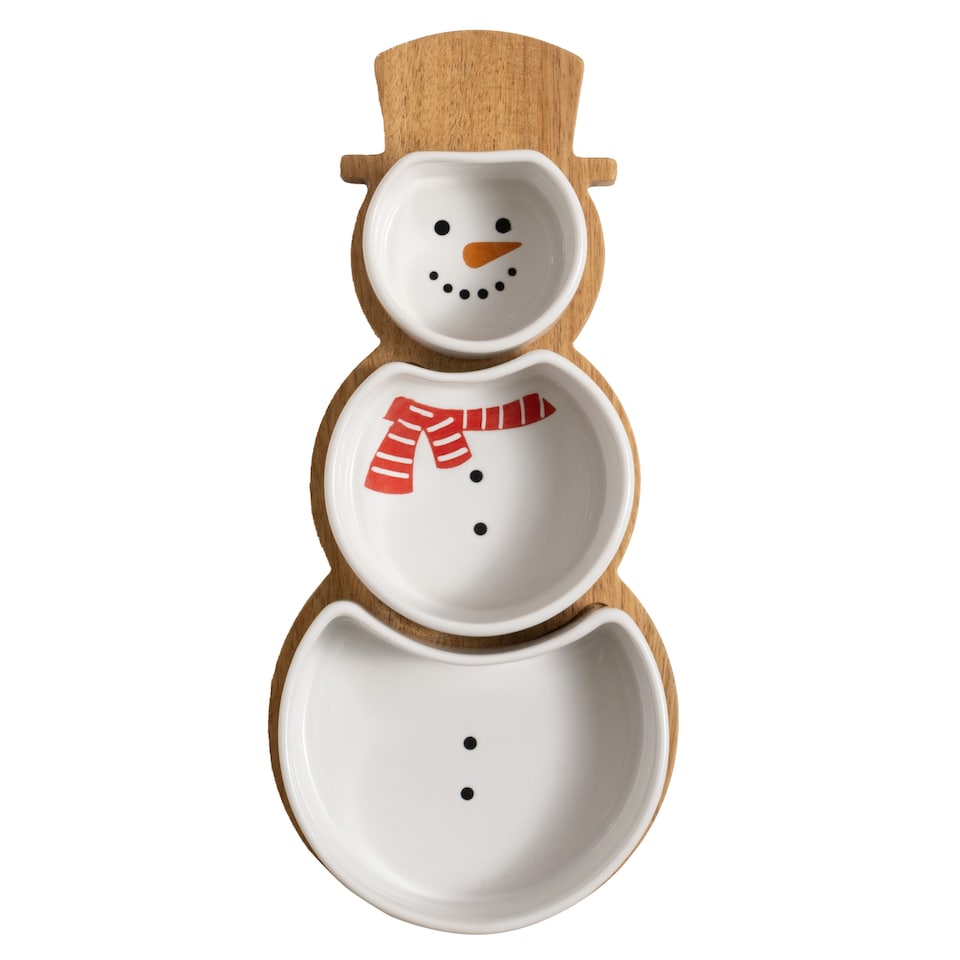 F&F Home Snowman Serving Board with Bowls