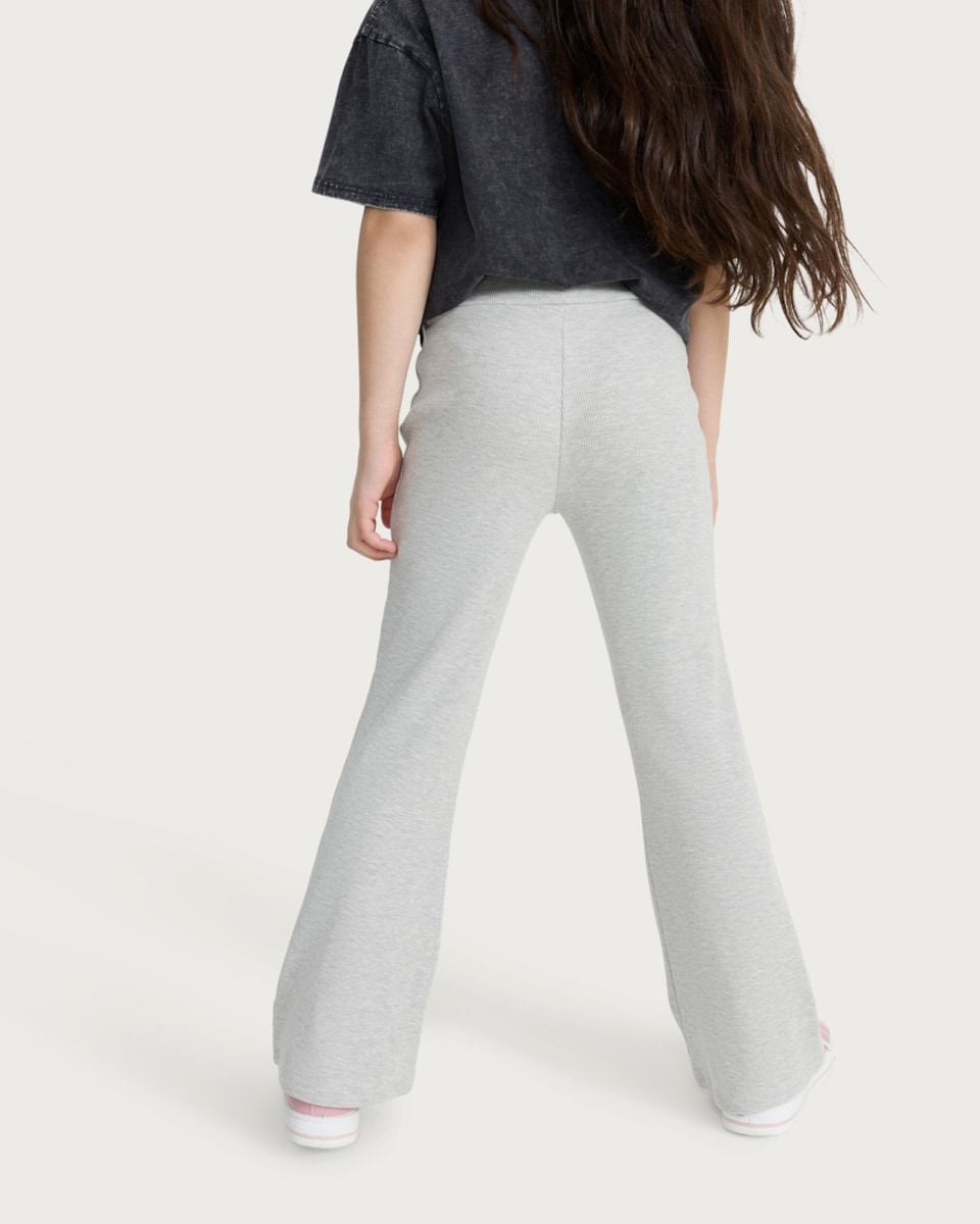 image 1 of F&F Girls Cotton Rich Flared Leggings in Grey
