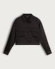 image 5 of F&F Satin Pocket Detail Cropped Button Up Shirt in Black