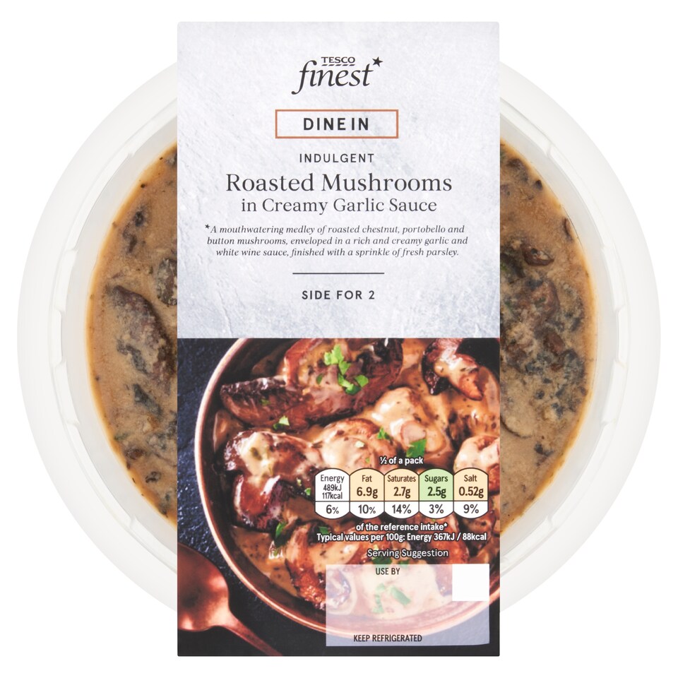image 1 of Tesco Finest Dine In Roasted Mushrooms in Creamy Garlic Sauce 300g