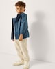 image 2 of F&F Boys Hooded Shower Resistant Raincoat in Blue