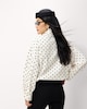 image 4 of F&F Pure Cotton Polka Dot Funnel Neck Track Jacket in Cream