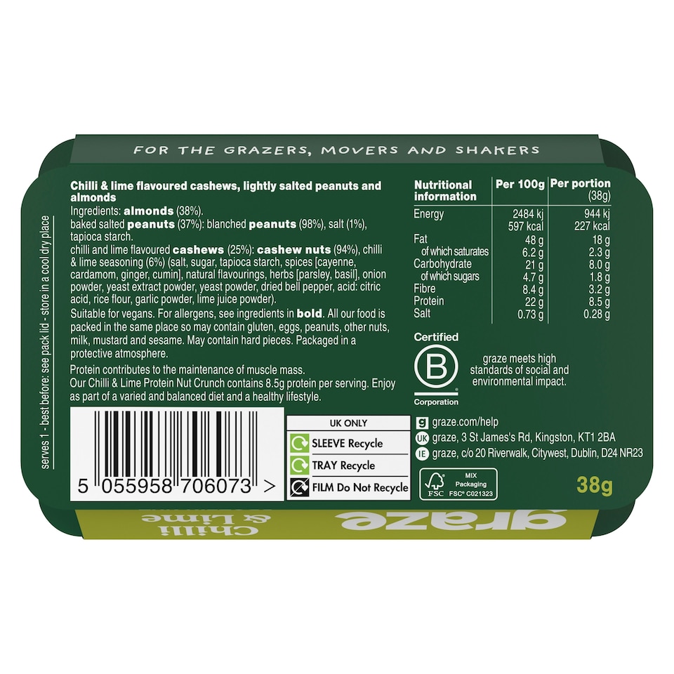 image 1 of Graze Chilli & Lime Nuts 38G