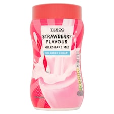 Tesco No Added Sugar Strawberry Flavoured Milkshake Mix 300G
