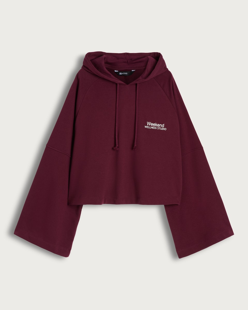F&F Active Cotton Rich Weekend Wellness Studio Hoodie in Burgundy