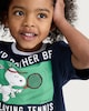 image 1 of Snoopy Pure Cotton Tennis Graphic Short Sleeved T-Shirt in Navy
