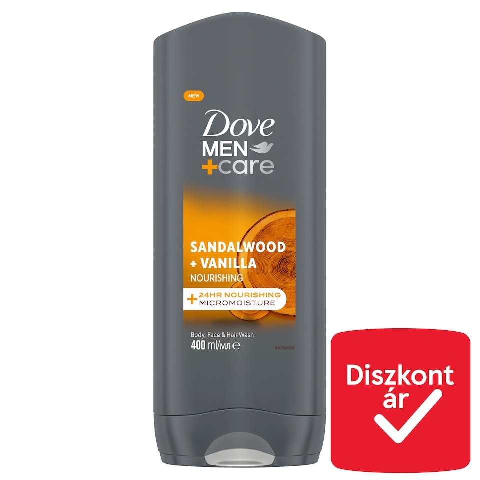 Dove Men+Care Sandalwood + Vanilla tusfürdő testre, arcra, hajra 400 ml