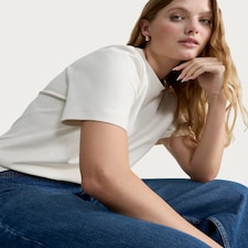 F&F Pure Cotton Heavyweight Crew Neck T-Shirt in Cream