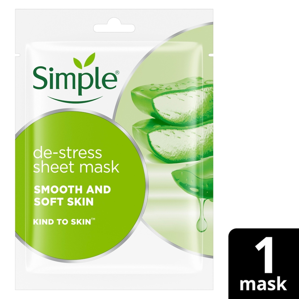 image 1 of Simple Kind To Skin De-Stress Face Sheet Mask 21Ml