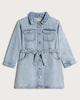 image 4 of F&F Girls Pure Cotton Belted Denim Shirt Dress in Blue