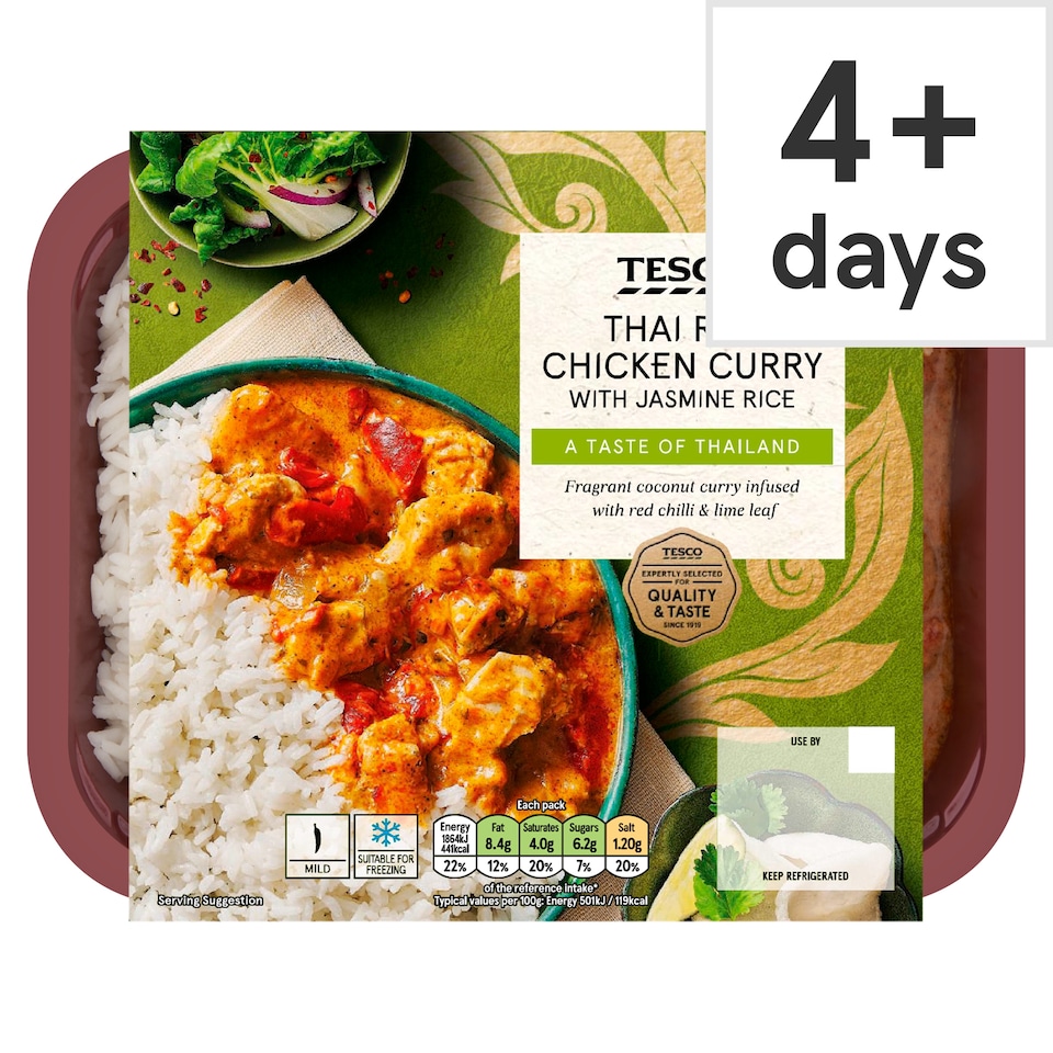 Tesco Thai Red Chicken Curry With Jasmine Rice 400G