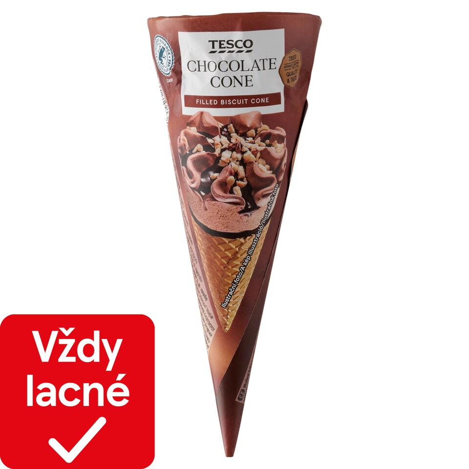 Tesco Mrazený krém čokoládový s čokoládovou príchuťou s kakaovou polevou 120 ml
