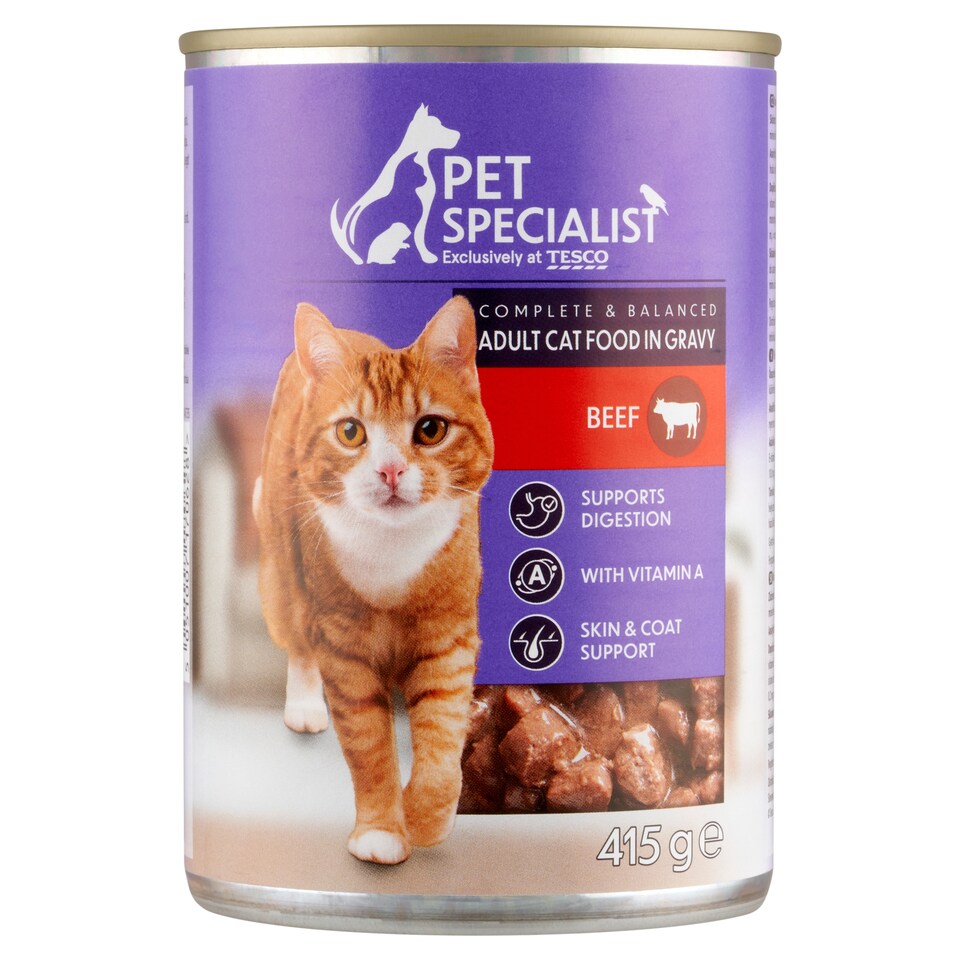 Pet Specialist teljes értékű állateledel felnőtt macskák számára, falatkák marhával szószban 415 g