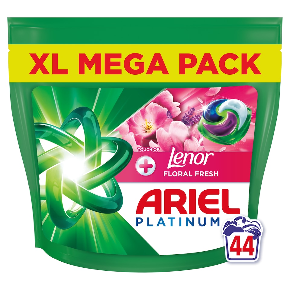 image 1 of Ariel Platinum Washing Liquid Pods with Lenor 44 Washes 858G