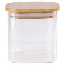 Tesco Square Storage Jar With Bamboo Lid 650Ml