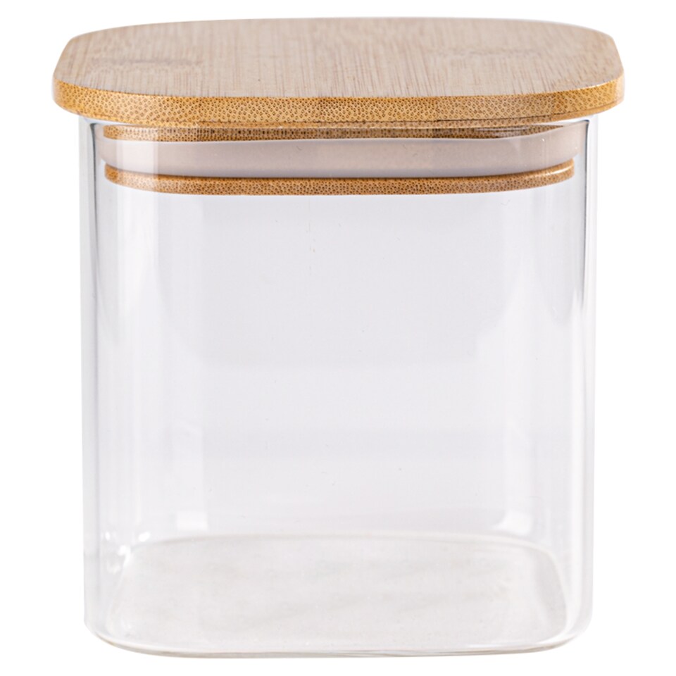 Tesco Square Storage Jar With Bamboo Lid 650Ml