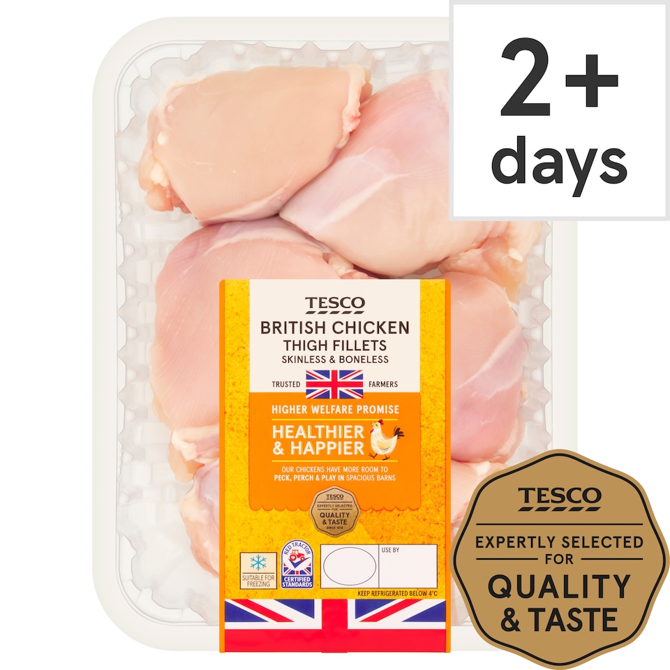 Tesco Chicken Thigh Fillets Skinless & Boneless 600G