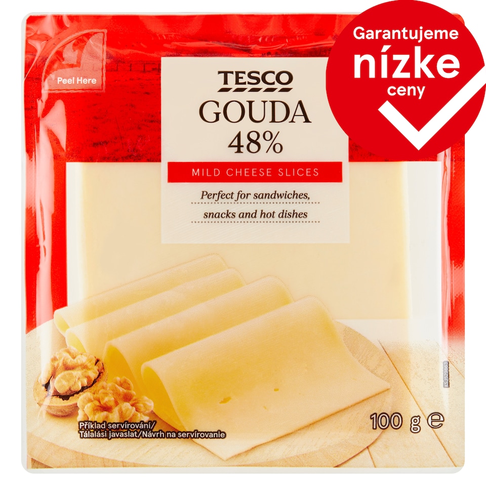Tesco Gouda 48% Mild Cheese Slices 100 g