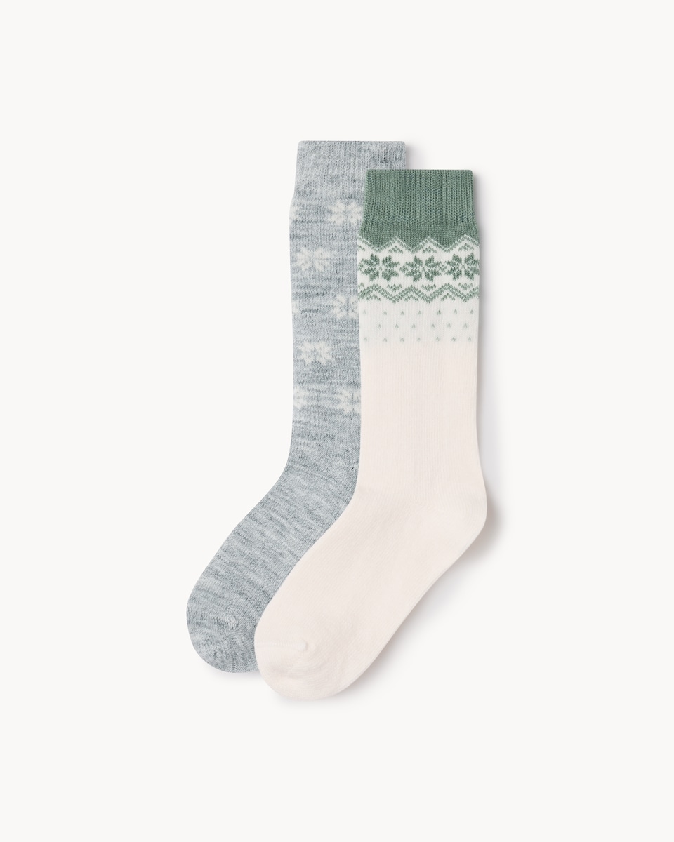 F&F 2-Pack WARMPLUS™ Extra Warmth Fair Isle Thermal Socks in Green