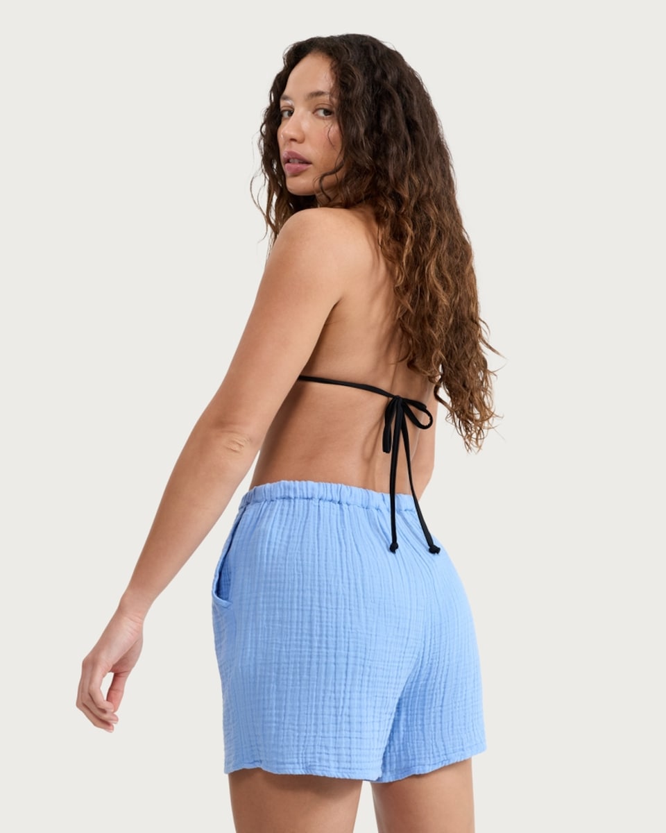 image 1 of F&F Pure Cotton Double Cloth Shorts in Blue