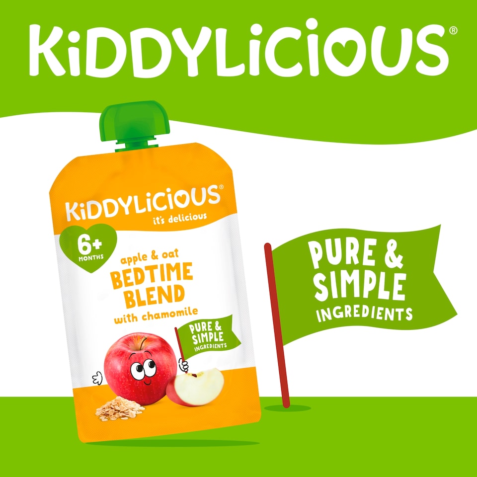 image 1 of Kiddylicious Apple & Oat Bedtime Blend with Chamomile 6+ Months 100g