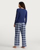 image 4 of F&F Henley Top and Check Print Bottoms Pyjama Set in Blue