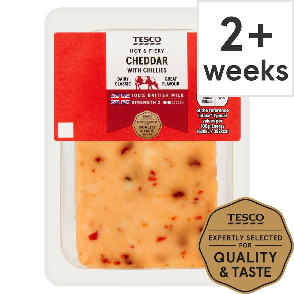 Tesco Cheddar With Chillies 200 G