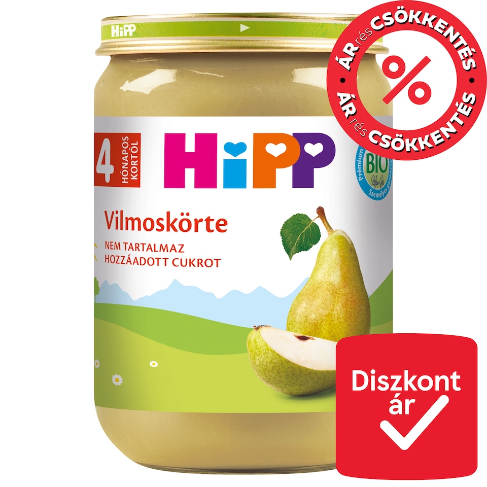 HiPP bio vilmoskörte bébidesszert 4 hónapos kortól 190 g